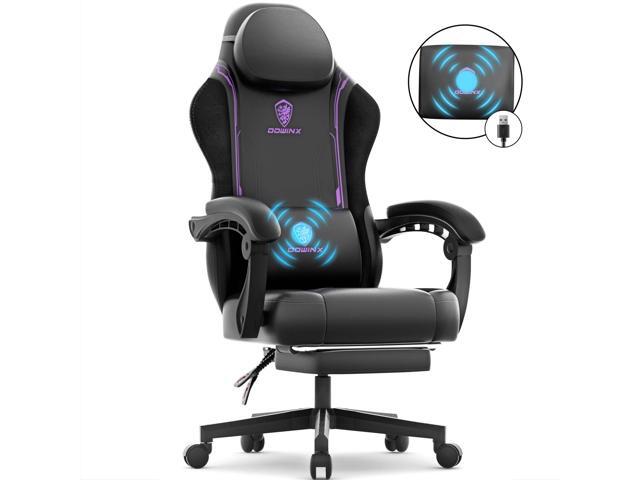 Dowinx Gaming Chair with Pocket Spring Cushion, Ergonomic Computer Chair with Footrest and Lumbar Support for Office or Gaming, Purple