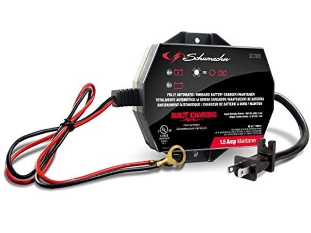 Schumacher SC1300  Amp 6V/12V Fully Automatic Direct-Mount Onboard  Under-the-Hood Smart Battery Charger/Maintainer and Battery Detection for  Cars, Motorcycles, Lawn Tractors, Power Sports (SC1300) 