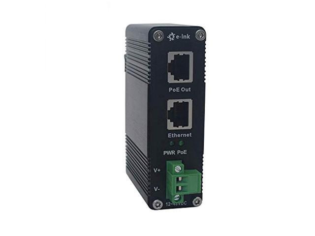 E-link Hardened Industrial Gigabit PoE+ Injector 12-48VDC Input PoE+  IEEE802.3 at 30W up to 100 Meters Output DIN- Rail, Wall Mount -40°C to  80°C IP40