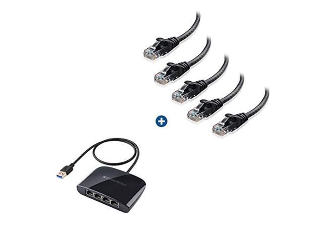 USB to Gigabit Ethernet Adapter Cable Matters 5-Pack Snagless Short Cat6 Ethernet Cable in Black 3 ft & USB 3.1 to 4-Port Gigabit Ethernet Switch USB to Gigabit Ethernet Adapter Cable Matters 5-Pack Snagless Short Cat6 Ethernet Cable in Black 3 ft & USB 3.1 to 4-Port Gigabit Ethernet Switch