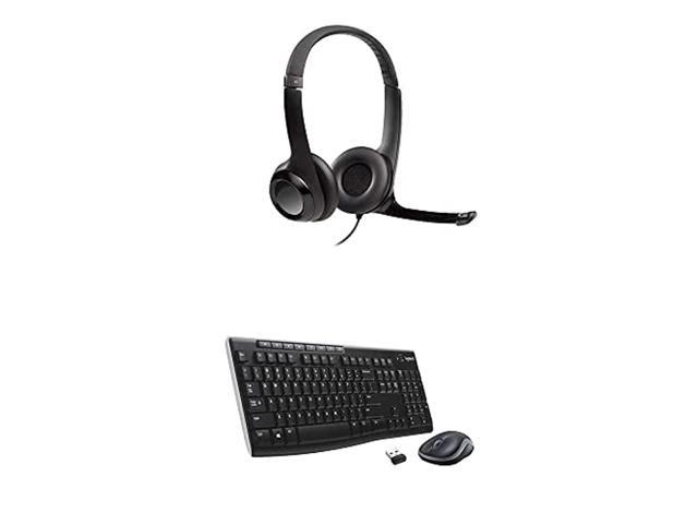 Keyboard and Mouse Included Logitech USB Headset H390 with Noise Cancelling Mic & MK270 Wireless Keyboard and Mouse Combo Long Battery Life 