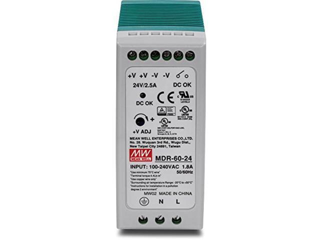 TRENDnet 60 W Single Output Industrial DIN-Rail Power Supply, Universal AC Input, Extreme -20 to 70 °C (-4 to 158 °F) Operating... 