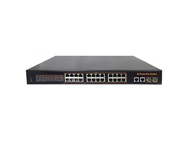 HDView 24 Port POE Switch, 400W Power, 2 Gigabit uplink Ports and 2 Gigabit  Fiber Optical SFP Ports