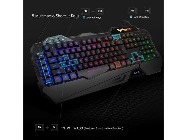 HAVIT Gaming Keyboard Mouse Headset  Mouse Pad Kit, Rainbow LED Backlit  Wired, Over Ear Headphone with Mic for PC, Computer, Xbox ONE  PS4,  Tablet, Mobile Phones - Newegg.com