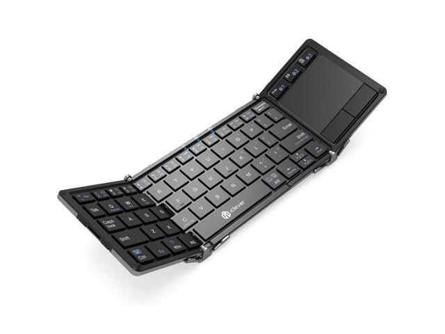 Photo 1 of Bluetooth Keyboard, iClever Folding Keyboard with Sensitive Touchpad (Sync Up to 3 Devices), Pocket-Sized Tri-Folded Fodable Keyboard for iPad Mac iPhone Android Windows iOS Tablet Smartphone Laptops
