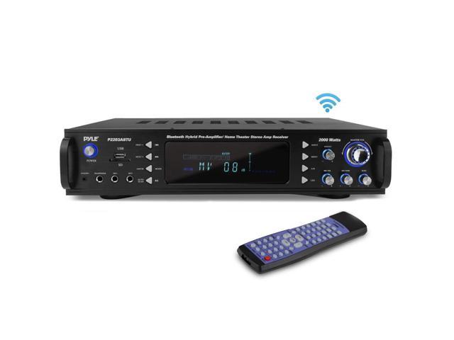 Pyle 4-Channel Bluetooth Home Power Amplifier 2000 Watt Audio Stereo  Receiver w/ Speaker Selector, AM FM Radio, USB/ SD Card Reader, Karaoke  Microphone Input Home Entertainment System