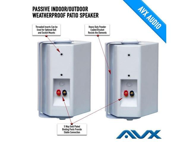 6.5 Outdoor weatherproof patio speaker pair white PSP-W1 by AVX Audio
