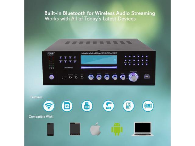 4 Channel Wireless Bluetooth Amplifier - 3000 Watt Stereo Speaker