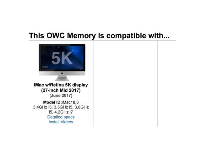 2 x 16GB OWC2400DDR4S32P OWC 32GB 2400MHZ DDR4 SO-DIMM PC4-19200 Memory Upgrade for 2017 iMac 27 inch with Retina 5K Display, 