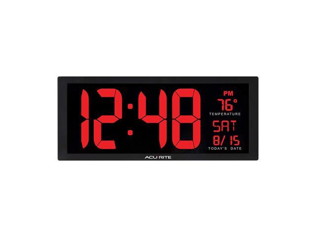 AcuRite 75127M 14.5 Inch Large Red Oversized LED Clock with Indoor Temperature, Date and Kickstand (75172MDI), 14.5-Inch