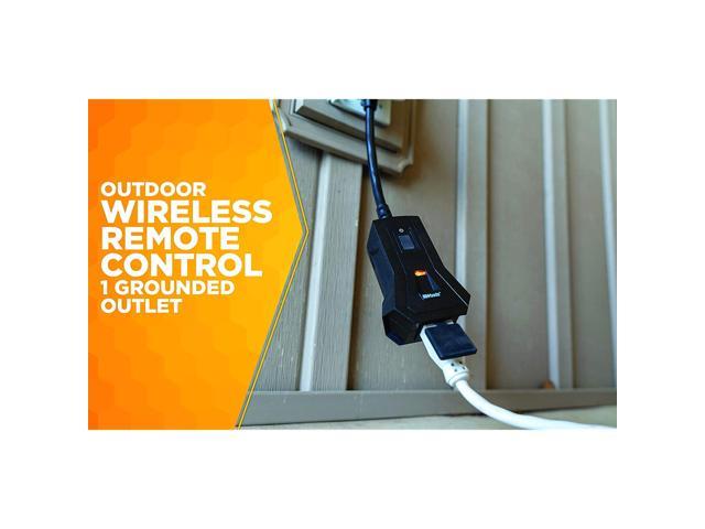 Woods 50125WD Indoor/Outdoor Wireless Remote Control Outlet Kit, Black