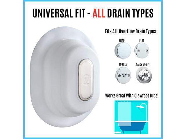 SlipX Solutions Adjustable Better Soak Overflow Drain Cover Fits All Drain  Types for The Deepest Baths (Silicone, White)