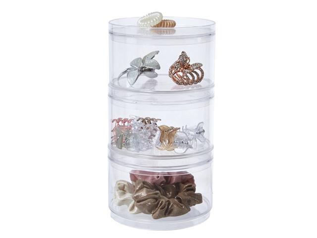 Stackable Clear Plastic Hair Accessory Containers with Lids | Set of 3