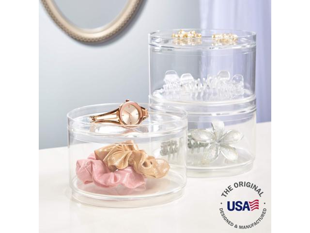 Stackable Clear Plastic Hair Accessory Containers with Lids | Set of 3