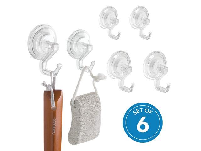 Clear Towels in Master InterDesign Plastic Power Lock Suction Cup Hooks for Hanging Loofahs Guest Set of 6 Kids Bathroom 