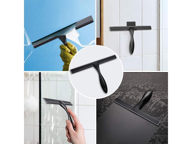 Purpose Shower Squeegee for Shower Doors, Bathroom, Window and Car Glass -  Black, Stainless Steel, 10 Inches 