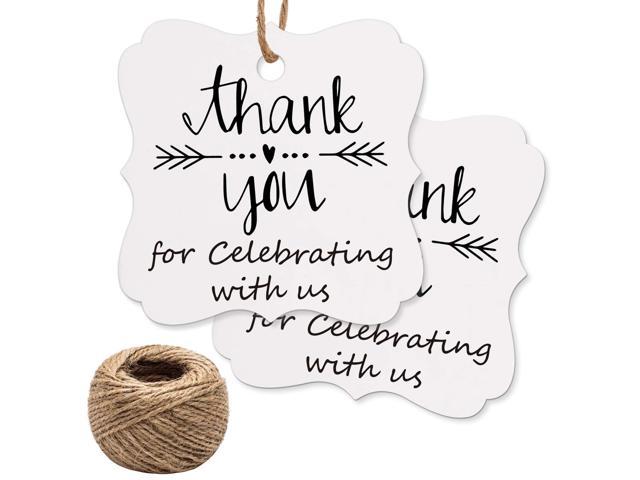 100pcs Thank You for Celebrating with us Gift Hanging Tags Label Card White 