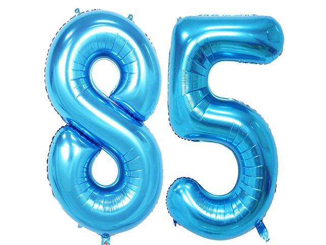 40 Inch Blue Foil 85 Number Balloons - Jumbo Helium Birthday Balloons For 85th Birthday Party Decorations