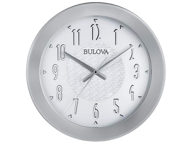 Bulova C4878 Fantasmic Bluetooth Wireless Stereo Speaker Indoor/Outdoor  Wall Clock, Silver