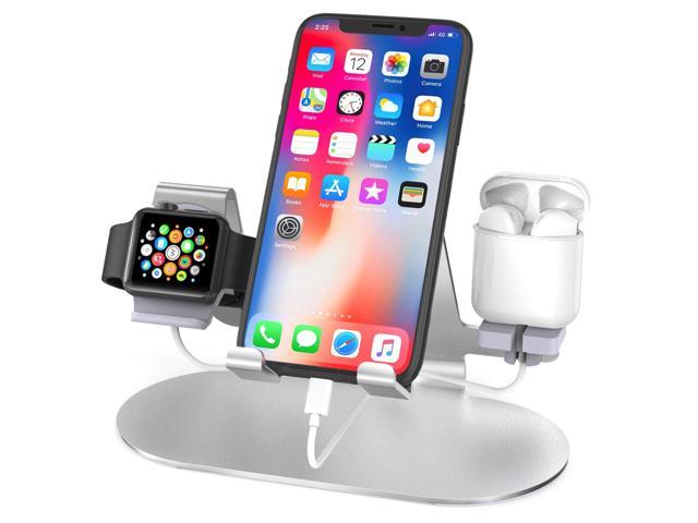 AirPods and iPhone 11/11 Pro/11 Pro Max/X/XS/XS Max/XR/8/8Plus Black AICase 3 in 1 Charging Stand,iwatch charging dock,Nightstand Mode for iWatch Series 5/4/3/2/1 