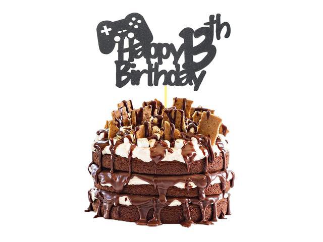 Video Game Happy 13th Birthday Cake Topper - Video Game Boy's 13th Birthday  Party Blue Cake Supplies - Game On Level Up Winner Party Decoration 