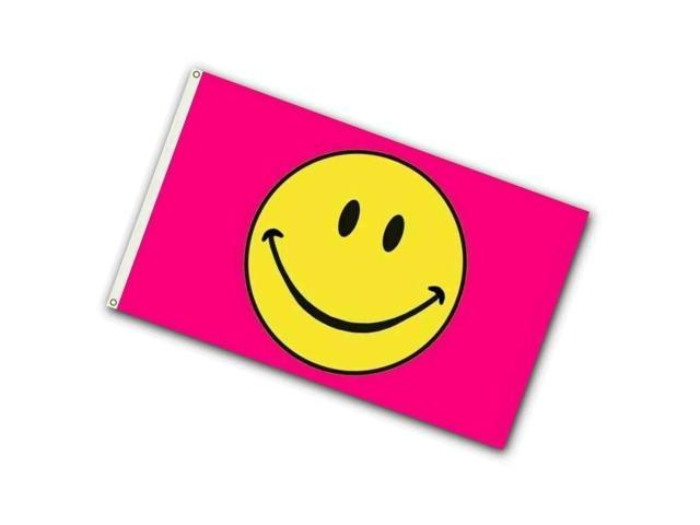 3x5FT Flag Pink Happy Smiley Face Banner Dorm Bedroom Advertising USA 100D 