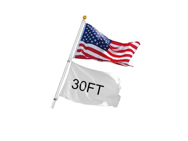 30FT Flag Pole Telescopic Aluminum Flagpole Kit 3x5' US Flag Fly America 2 Flag 