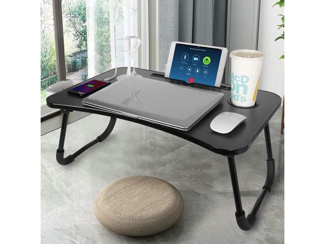 Zell Lap Desk, Laptop Table for Bed with USB Charge Port Storage Drawer and Cup Holder, Laptop Desk Bed Trays for Eating, Writing and Working