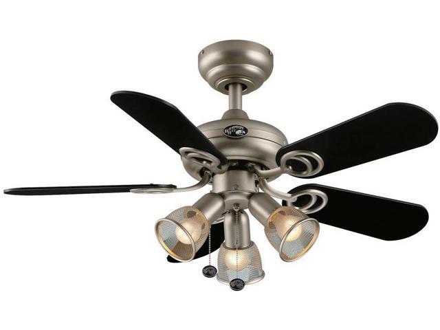 New San Marino 36 In Indoor Brushed Steel Ceiling Fan Led Light Kit 5 Blades