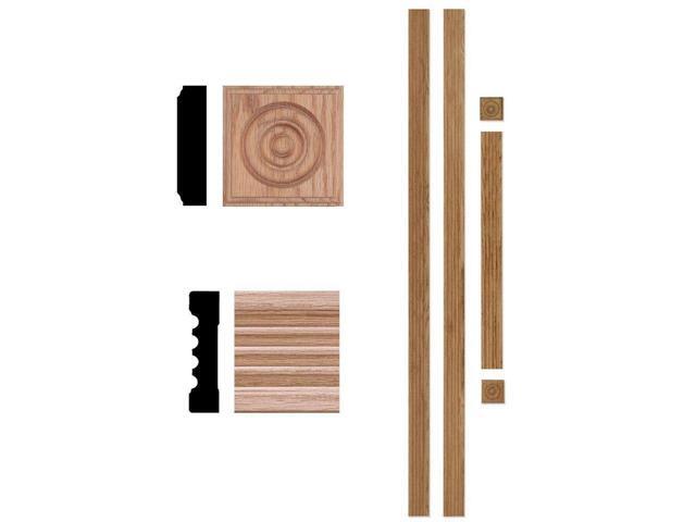 Door Trim Casing Set Unfinished Red Oak Solid Wood Frame Fluted