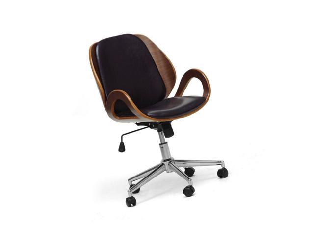 Baxton Studio Watson Modern Office Chair Walnut Black Chrome Newegg Com