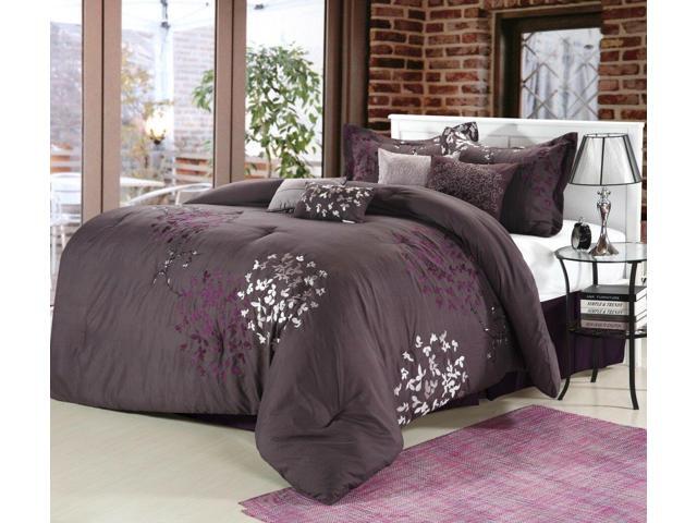 Chic Home 25cq104 Us Cheila Embroidered Comforter Set Plum