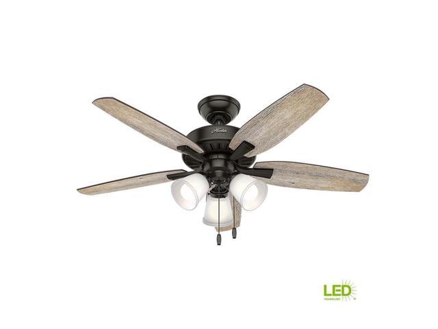 Hunter Bronze Ceiling Fan 5 Blade Led Lighted 48 In Cottage Rustic Style Indoor