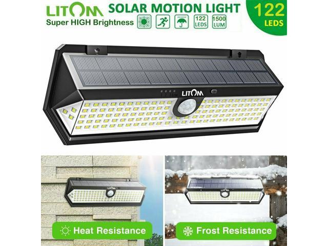 2Pcs LITOM 122 LED Solar Wall Light IP65 Motion Sensor Garden Path Lamp Outdoor