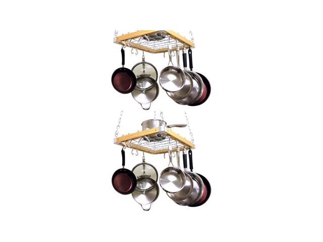 Cooks Standard Ceiling Mounted Wooden Pot Rack 24 By 18 Inch