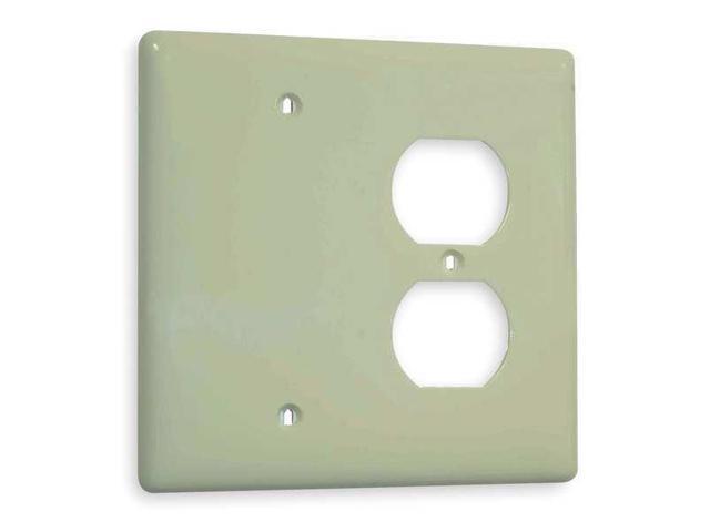 HUBBELL WIRING DEVICE-KELLEMS NP2GY Toggle Switch Wall Plate,2 Gang,Gray