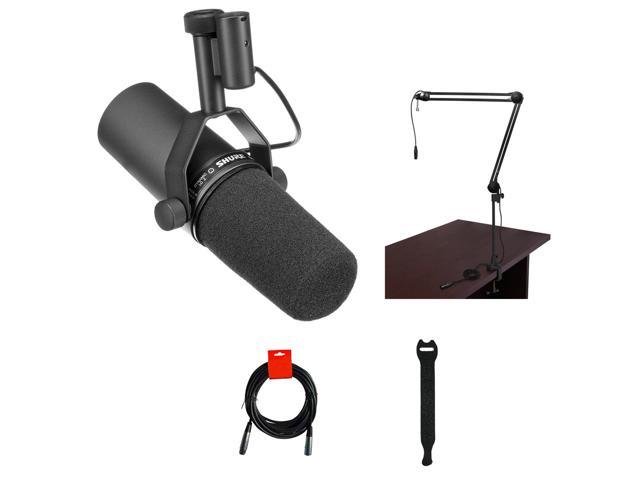 Shure Sm7b Cardioid Dynamic Vocal Microphone With Two Section Broadcast Arm Xlr Cable 10 Pack Straps Bundle Newegg Com