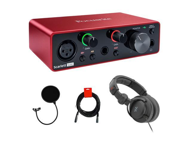 Focusrite Scarlett Solo USB Audio Interface (3rd Gen) with Studio Headphones, Pop Filter & XLR Cable
