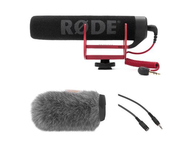 Rode VideoMic GO Camera-Mount Shotgun Microphone Bundle with Custom Windbuster & Mini to Mini Cable