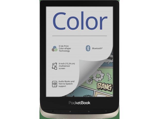 PocketBook Color (Moon Silver). Display: 6" E Ink Kaleido™; Dual Core (2×1 GHz); RAM: 1 GB; Flash memory: 16 GB; Wi-Fi; Bluetooth; Audio; Frontlight; Touchscreen; Battery: 1900 mAh (Li-Ion Polymer).