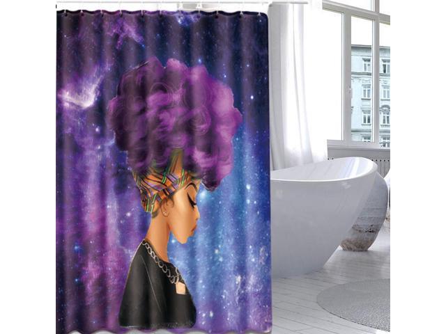 Afro African American Woman Waterproof Fabric Bathroom Shower