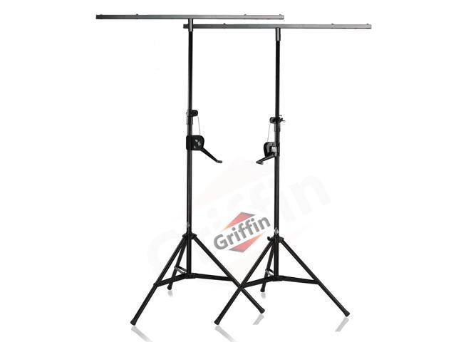 Crank Up Light Stands (2 Pack) Stage Lighting Truss System by GRIFFIN | Portable Speaker Tripod Platform Rig | Adjustable Trussing DJ Booth Kit | T Bar Mount for Can Lights | Music Equipment Package
