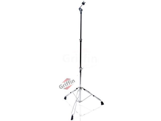 Straight Cymbal Stand by GRIFFIN | Deluxe Percussion Drum Hardware Set for Mounting Medium-Duty Crash, Ride & Splash Cymbals | Double Braced Legs, Slip-Proof Gear Holder | Light for Mobile Drummers