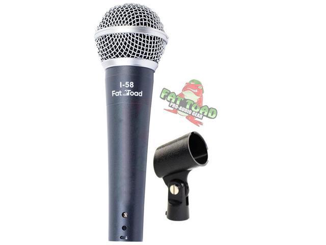 Cardioid Dynamic Microphone with Mic Clip by FAT TOAD | Vocal Handheld, Unidirectional Mic | Singing Wired Microphone for Music Stage Performances, Studio Recording, Live Streaming or PA DJ Karaoke