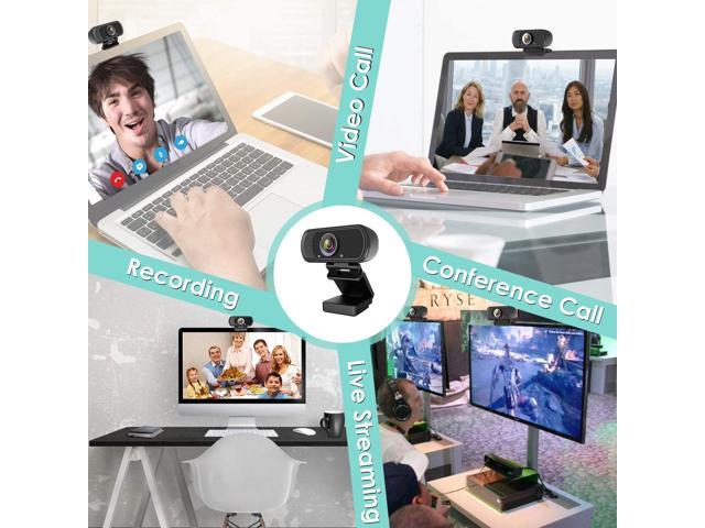 Desktop or Laptop USB Webcam with 110-Degree View Angle 1080P Webcam Live Streaming Computer Web Camera with Stereo Microphone HD Webcam for Video Calling Recording Conferencing for Computer Laptop Desktop etc Rotatable Clip with Tripod Mount Hole