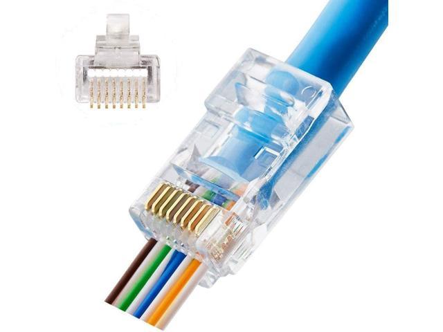 100pc EZ RJ45 Network Cable Modular 8P8C Connector End Pass Through cat6 cat5e 
