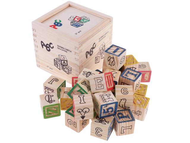 27pcs Fun Letter Number Blocks Cube Toy Kids Developmental Building Blocks Newegg Com