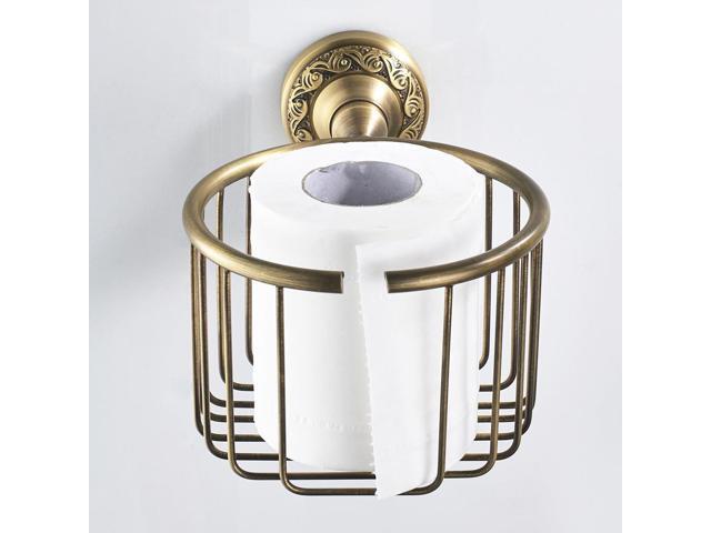 Antique Brass Wall Mount Roll Toilet Paper Wire Basket Toilet