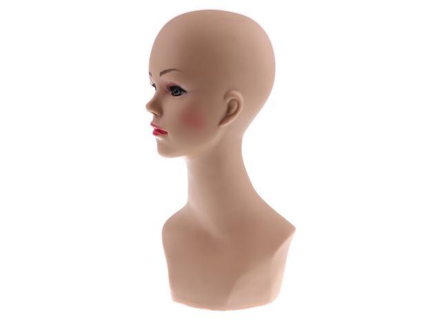 Female Head Model Stand Mannequin Manikin Hair Glasses Hat Display Hold Sky Blue