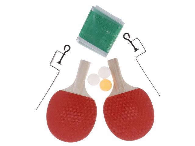 Table Tennis Ping Pong Racket Bat Balls Net Set 1 Yellow Ball 2